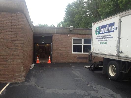 Onsite at a commercial VCT removal and floor scrape at a high school in NJ