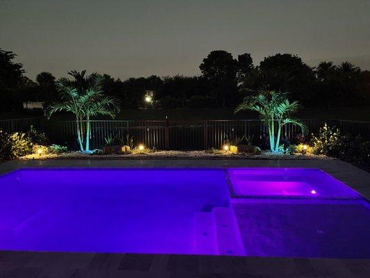 Pool Lit Up At Night