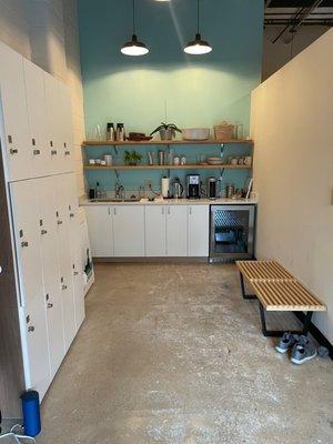 Lockers and kitchen