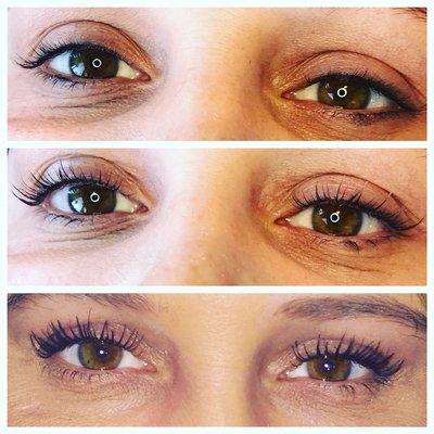 CurlPerfect Lash Lift - before, after, after with mascara