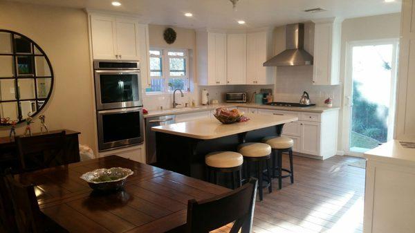 Custom kitchen cabinets and island.