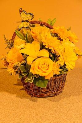 Yellow fall bouquet basket