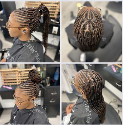 Cornrow Ponytail with Design