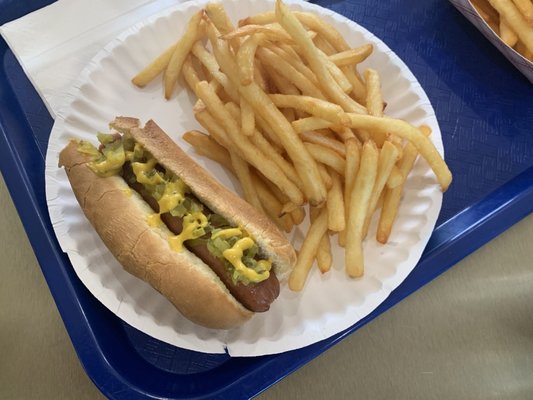 Nathan's hot dog and fresh crispy fries...