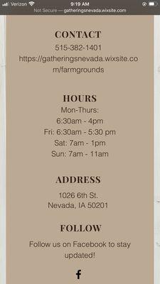 Hours and address