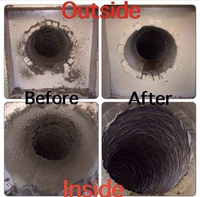 Before and after of duct cleaning