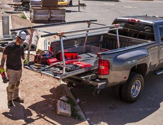 Personalize your pickup from our wide selection of running boards, toolboxes, bed slides, cargo slides, rails, step bars, and floor mats.