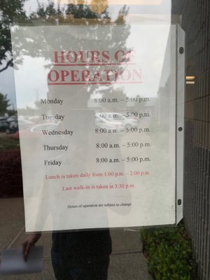 Hours of operation