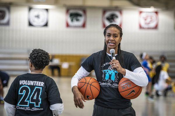 Catchings at a 2018 holiday camp