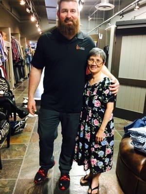 Matt Light With Khoan (tailor) shopping during Super Bowl 49