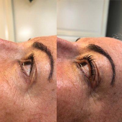 Before and After of a Lash Lift and tint