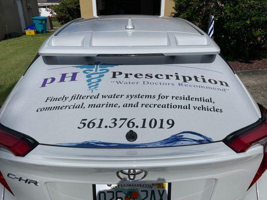 Rear perforation window graphic.