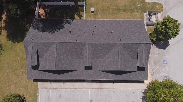 Children's Therapy Center with a brand new roof after a large hail storm.