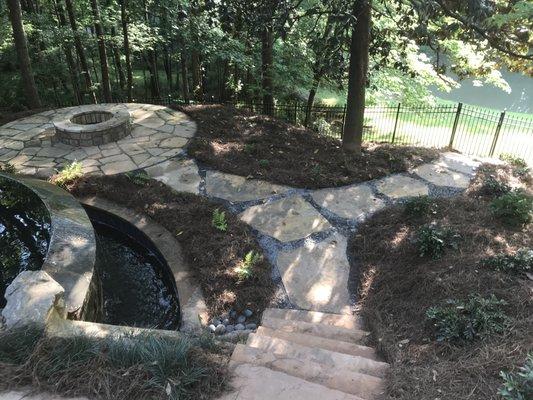 Firepit and walkways