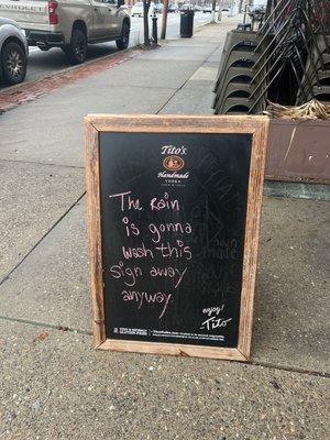 Signage on a rainy & windy March day