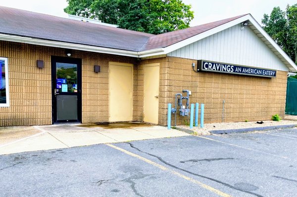 Cravings- An American Eatery, from the outside. Don't let it scare you. It's nice inside!