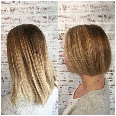 Before and after balayage and haircut (text for bookings*** 562.257.6164 @hairbylaura.dee