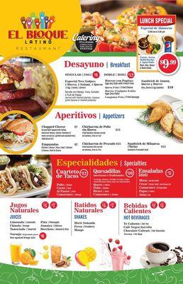 El Bloque Latino Restaurant * Menu Page 1 of 2