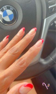 I chose a red French tip for the holidays! So cute!