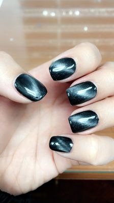 this. is. my. favorite. spot.  chrome & black gel mani done by Jessie!