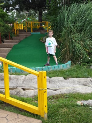 Our new friend S. on the Juliet Mini Golf Course