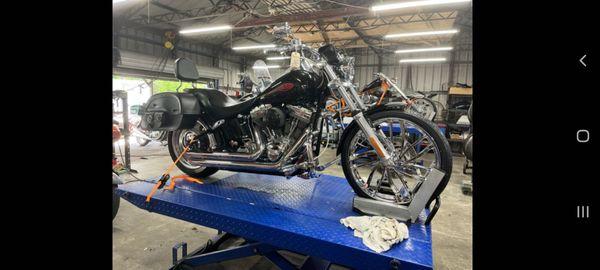 My 2006 Harley Softail Standard inside Marshall's shop