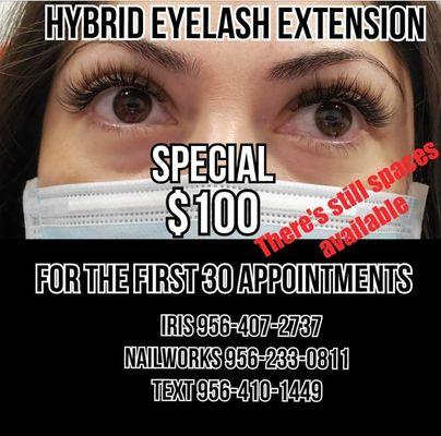 Eyelash extension, hybrid.