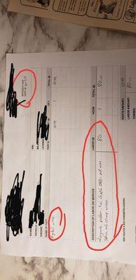 The receipt and diagnostic from the mechanics that repaired my vehicle after.