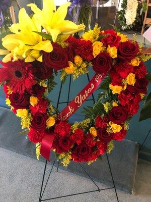 Sympathy personalized "Heart of Gold" Standing Wreath