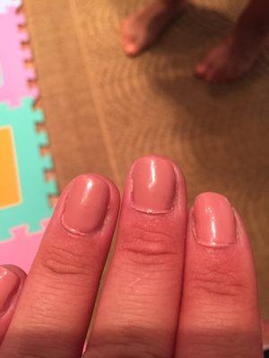 Polish all over cuticles and uneven