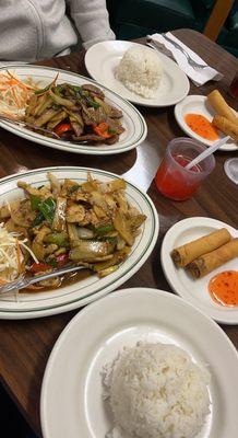 Chicken pad prig; Beef pad prig; spring rolls