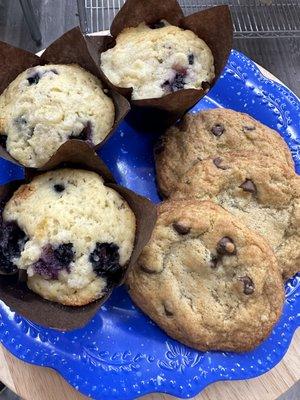 Variety of sourdough muffins and cookies