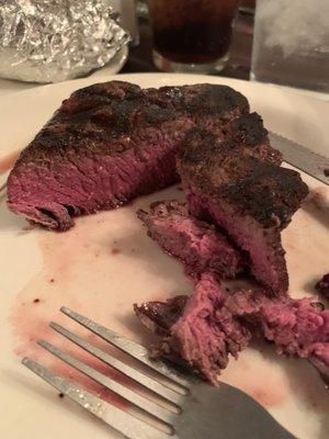 My steak cooked medium. It was good but not "Knock your socks off".