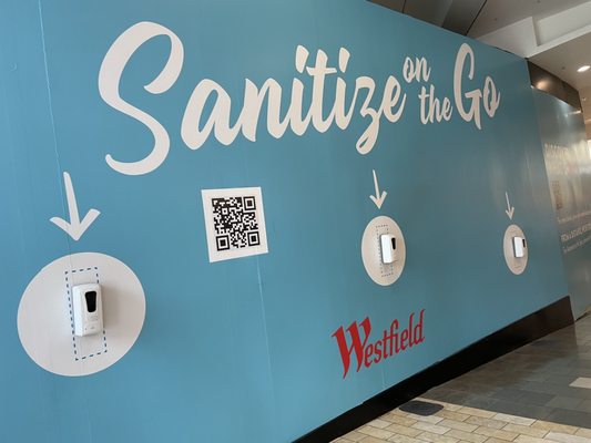 An abundance of sanitizers all over the walls inside the mall!