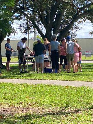 Serving breakfast to the homeless