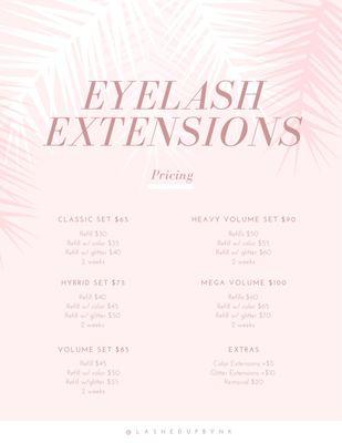 Eyelash Extensions Prices