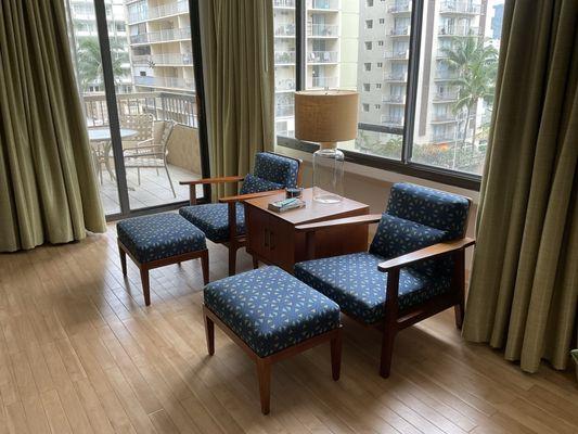 This is another view of the living room of Aloha Towers one if the condos Vacation International has in Honolulu.