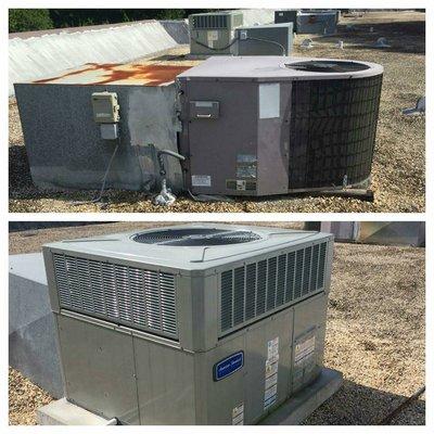 Old vs. new A/C system replacement by Hudson Air LLC. Upgrade to a modern, efficient air conditioning system today.