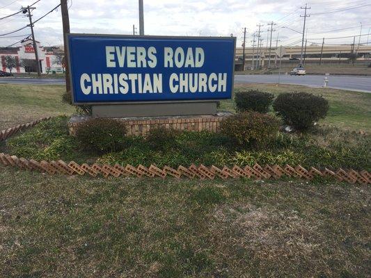 Sign in front of church at 5258 Evers Road