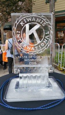 Neat ice sculpture with the Kiwanis logo!