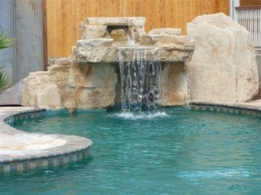 Swimming Pool and Waterfall at the Village at Gruene Condos.