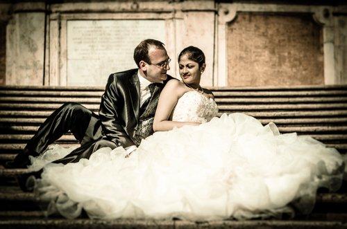 A beautiful Italian wedding couple at the Spanish Steps in Rome, Italy. #1