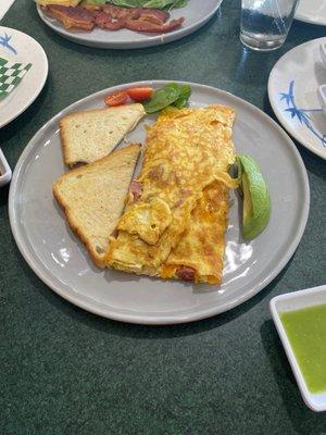 3 egg omelet with toast