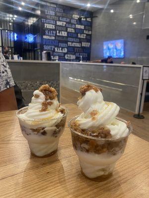 Greek frozen yogurt with baklava