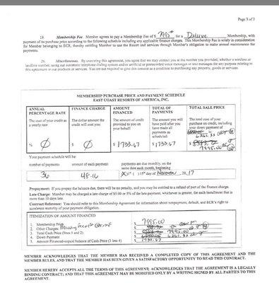 Copy of contract that was sent to me from Travel Resorts of America.