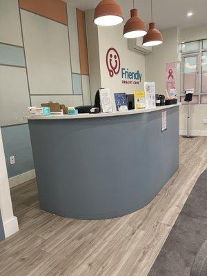 Reception desk with goodie bags for good patients.