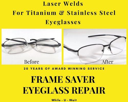 This is a pair of Titanium Oakley Eyeglasses that were stepped on -  Come and see us today for all of your eyeglass repair needs.