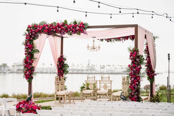 Long Beach ca 
Ceremony draping 
Florals