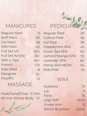 Price list