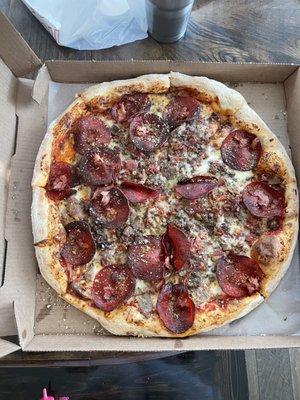 Meatiest pizza on menu